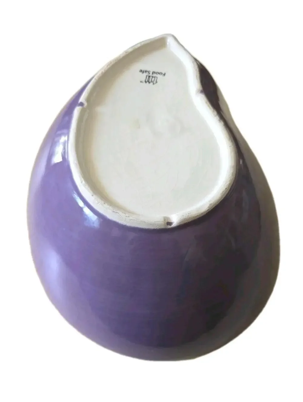 Eggplant Shaped Bowl in Food Safe Glossy Lead-Free Purple Finish Ceramic Vintage